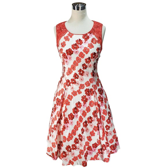 Kay Unger NWT floral lace detail fit & flare vintage style dress w/tulle, 12